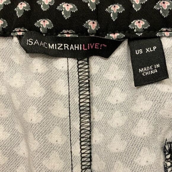 Isaac mizrahi Live black and pink patterned flat front dress pants - Picture 4 of 7